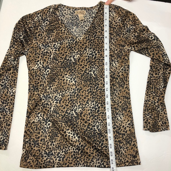 5/$15 Setron Stretch Leopard Animal Print Top Sm - Picture 5 of 6